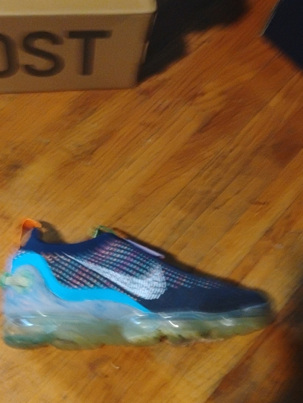 Nike Men's Navy Blue Multicolor VaporMax Athletic Shoes